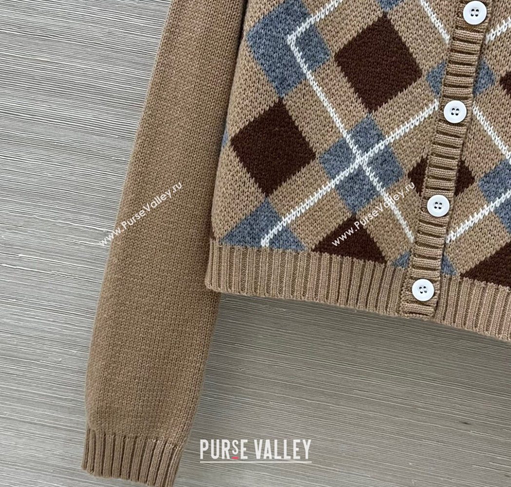 Prada Wool Plaid Cardigan Beige 2025 0814 (QI-250904128)