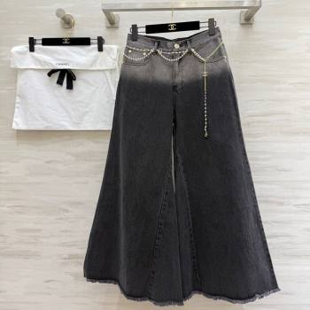 Chanel Jeans with Pearls Chain Black 2025 CH090420 (QI-250904121)
