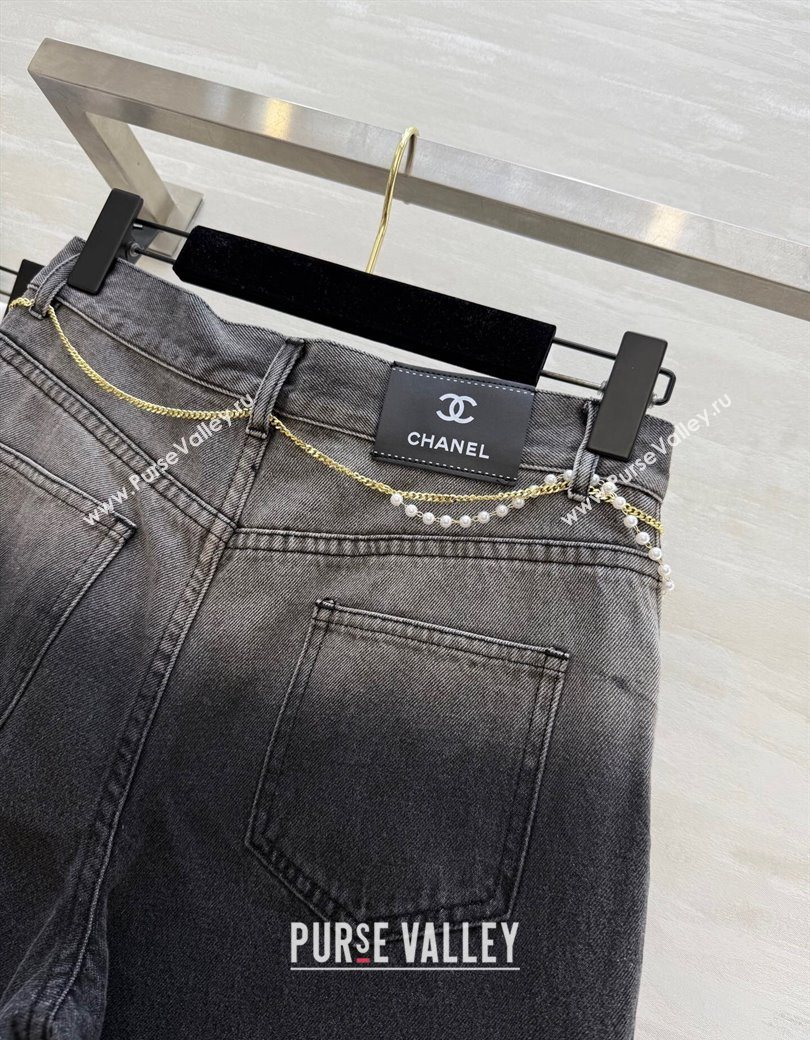 Chanel Jeans with Pearls Chain Black 2025 CH090420 (QI-250904121)