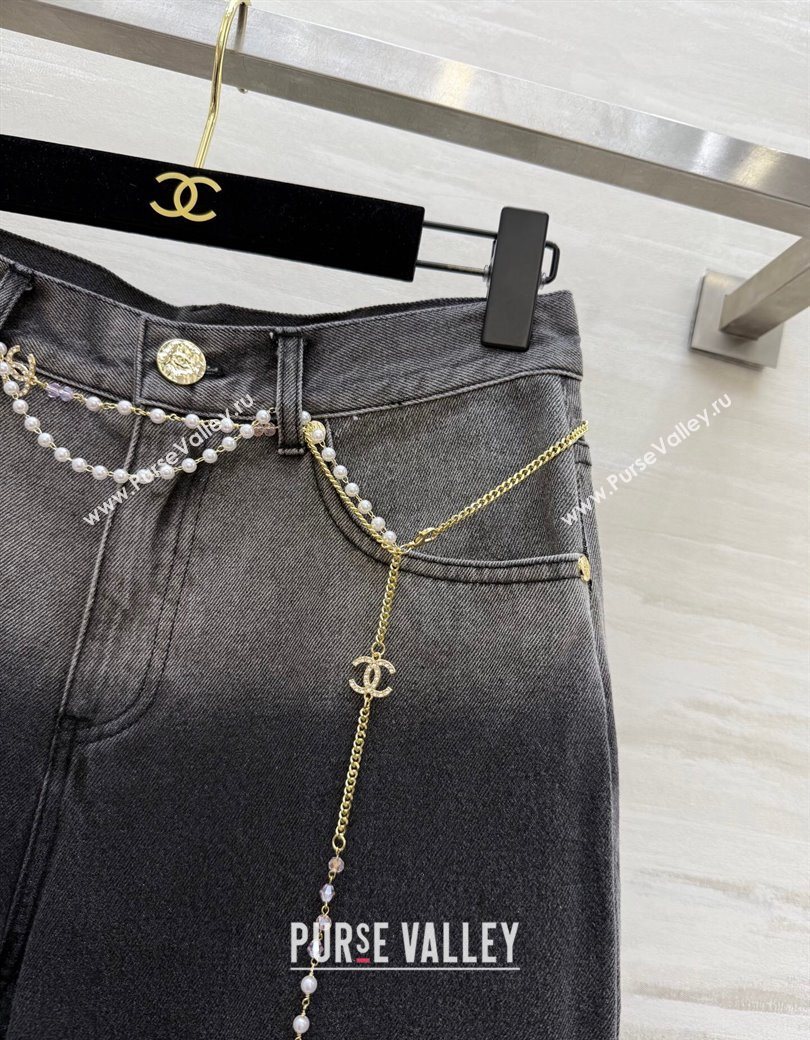 Chanel Jeans with Pearls Chain Black 2025 CH090420 (QI-250904121)