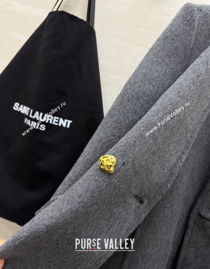 Saint Laurent Wool Chain Coat Grey 2025 YSL122611 (QI-251226066)