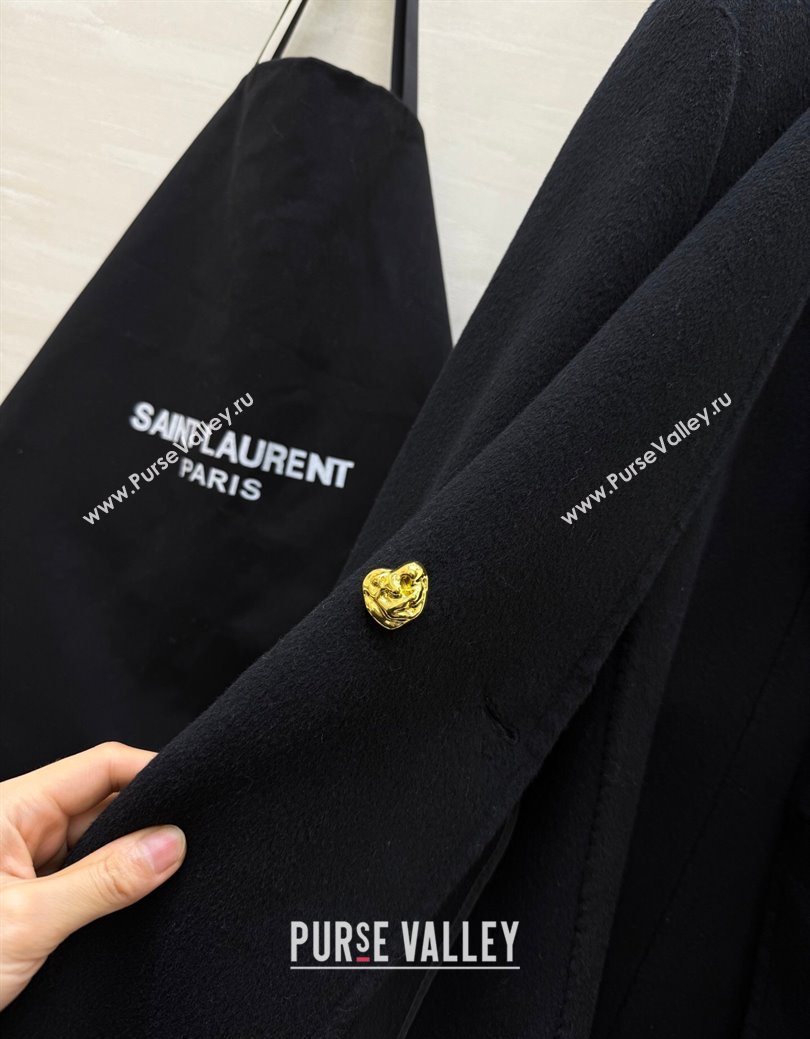 Saint Laurent Wool Chain Coat Black 2025 YSL122611 (QI-251226067)
