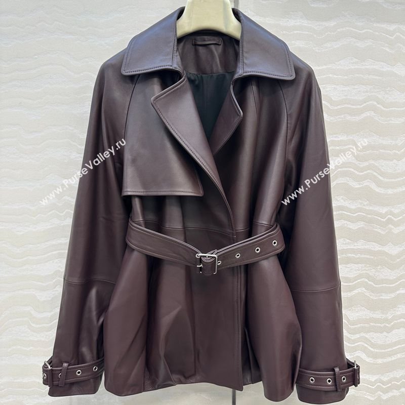 Loewe Lambskin Leather Jacket Brown 2025 LW122605 (QI-251226037)