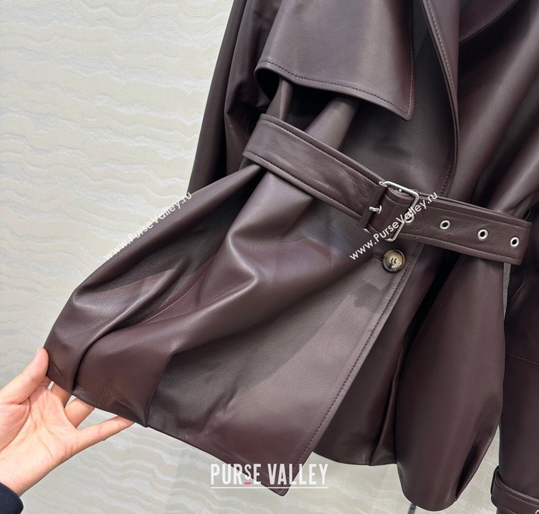 Loewe Lambskin Leather Jacket Brown 2025 LW122605 (QI-251226037)