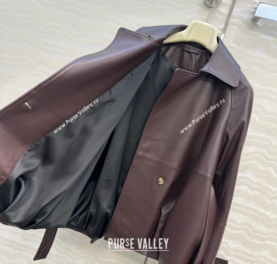 Loewe Lambskin Leather Jacket Brown 2025 LW122605 (QI-251226037)