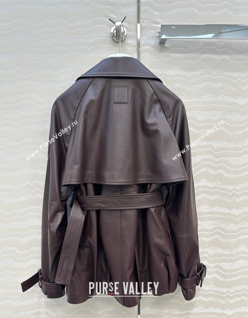 Loewe Lambskin Leather Jacket Brown 2025 LW122605 (QI-251226037)