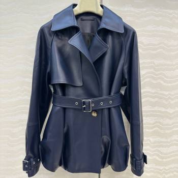 Loewe Lambskin Leather Jacket Blue 2025 LW122605 (QI-251226038)