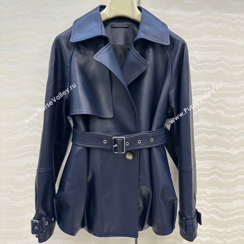 Loewe Lambskin Leather Jacket Blue 2025 LW122605 (QI-251226038)