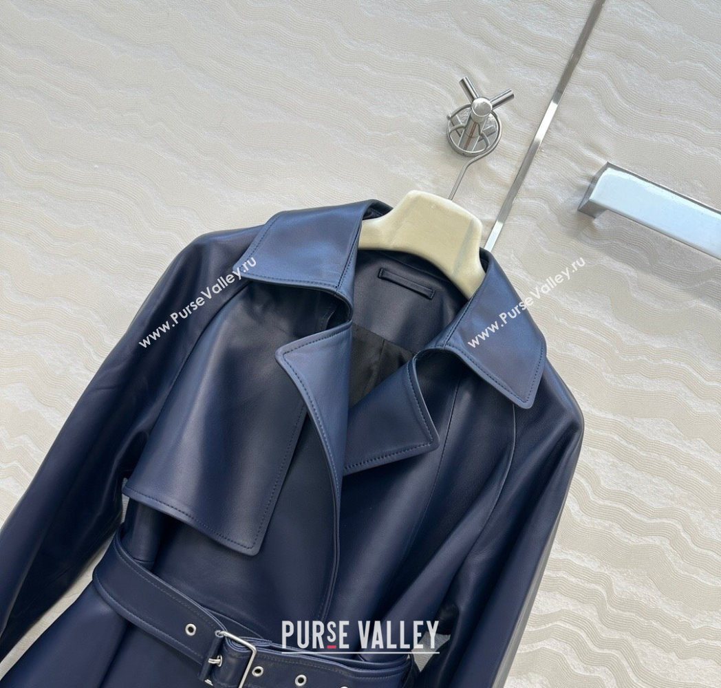 Loewe Lambskin Leather Jacket Blue 2025 LW122605 (QI-251226038)