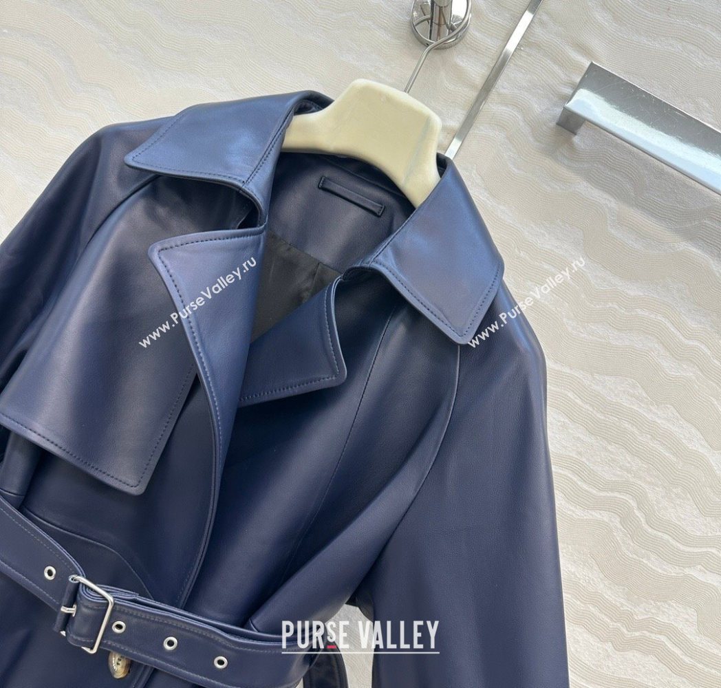 Loewe Lambskin Leather Jacket Blue 2025 LW122605 (QI-251226038)