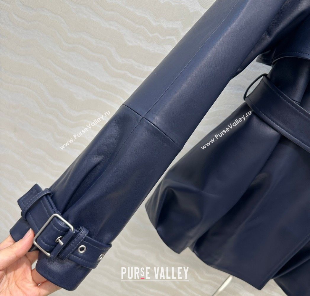 Loewe Lambskin Leather Jacket Blue 2025 LW122605 (QI-251226038)