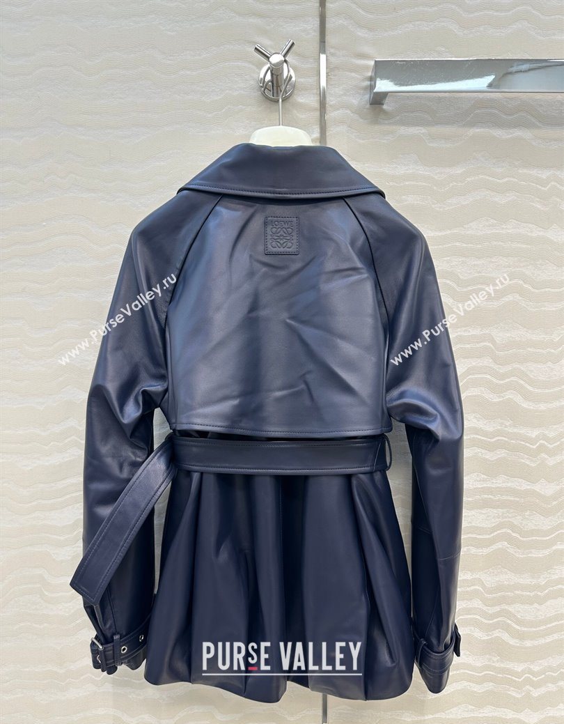 Loewe Lambskin Leather Jacket Blue 2025 LW122605 (QI-251226038)