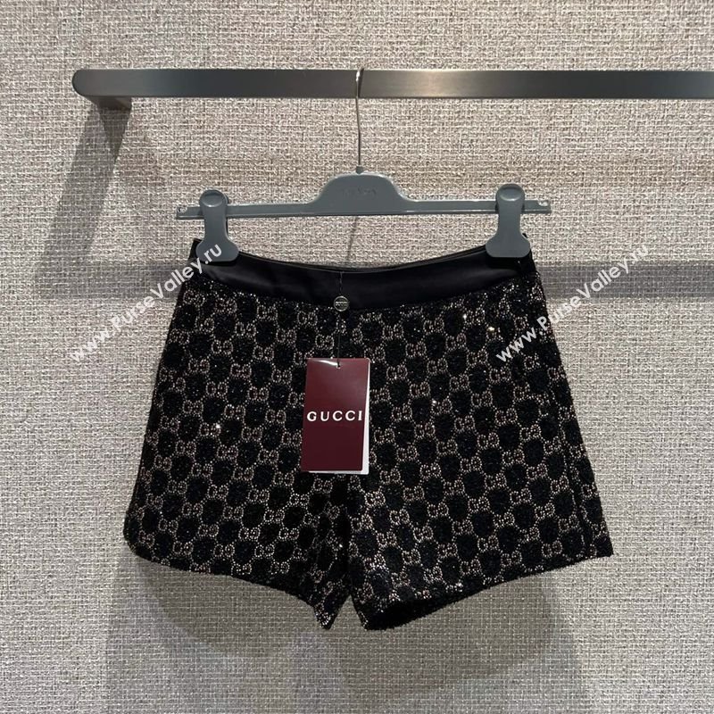 Gucci GG Strass Mini Shorts Black/Gold 2025 GG122605 (QI-251226040)