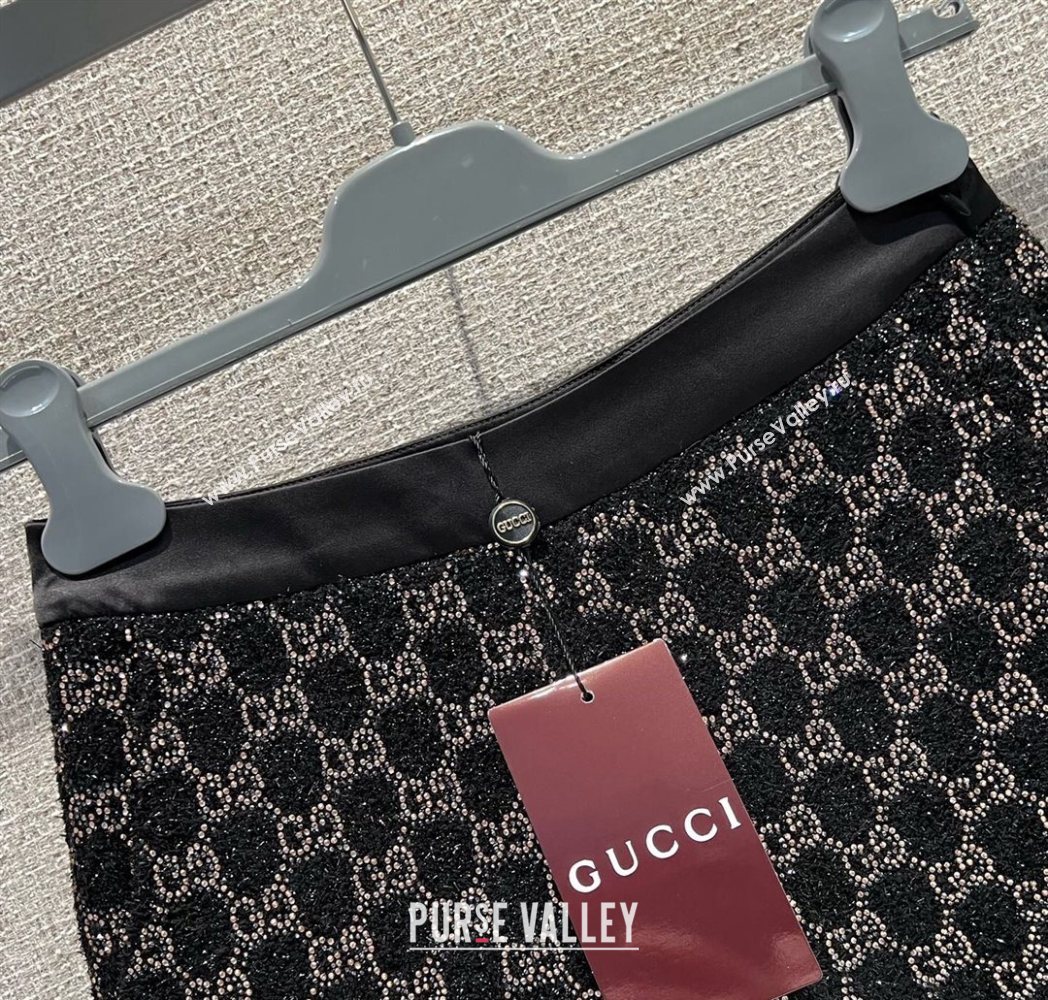 Gucci GG Strass Mini Shorts Black/Gold 2025 GG122605 (QI-251226040)