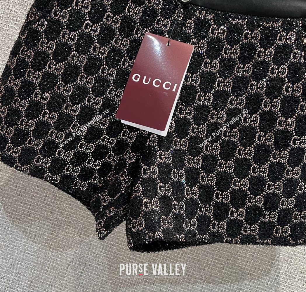 Gucci GG Strass Mini Shorts Black/Gold 2025 GG122605 (QI-251226040)