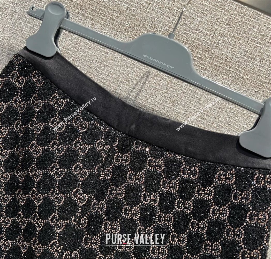 Gucci GG Strass Mini Shorts Black/Gold 2025 GG122605 (QI-251226040)