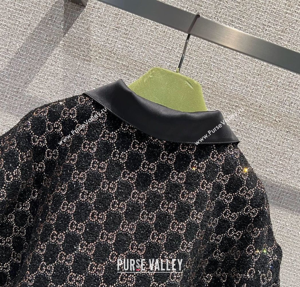 Gucci GG Strass Polo Shirt Black/Gold 2025 GG122605 (QI-251226041)