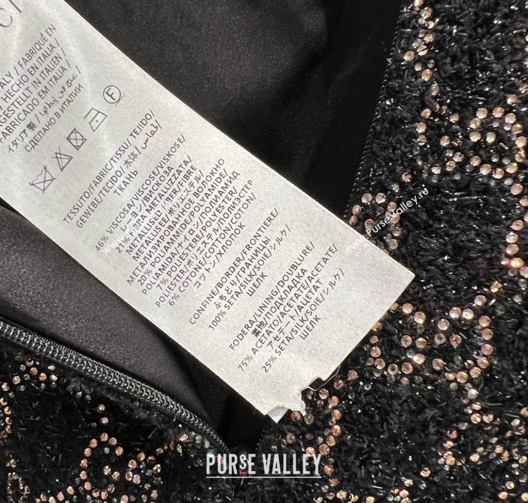 Gucci GG Strass Skirt Black/Gold 2025 GG122605 (QI-251226042)
