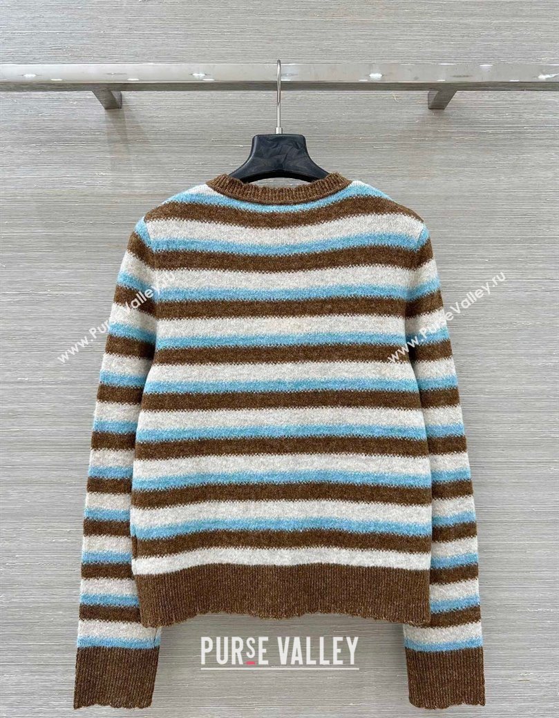 Loewe Wool Striped Cardigan with Lace Trim 2025 LW122703 (QI-251227012)