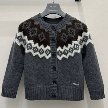 Prada Wool Cashmere Blend Cardigan Grey 2025 PR122702 (QI-251227014)