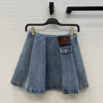 Loewe Cotton Denim Mini Skirt Blue 2025 LW122704 (QI-251227018)