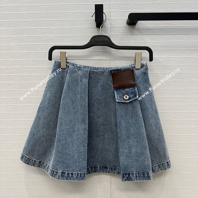 Loewe Cotton Denim Mini Skirt Blue 2025 LW122704 (QI-251227018)