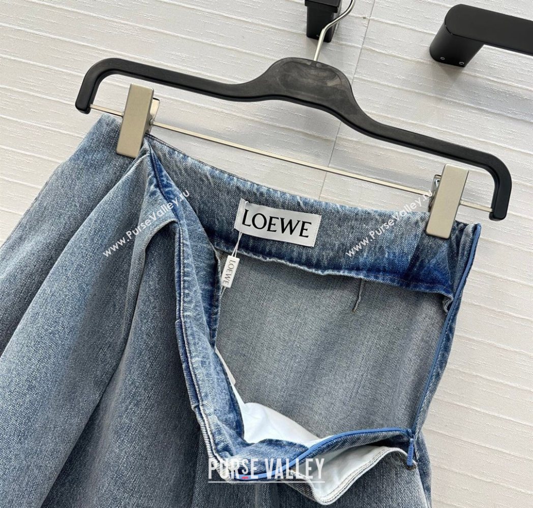 Loewe Cotton Denim Mini Skirt Blue 2025 LW122704 (QI-251227018)