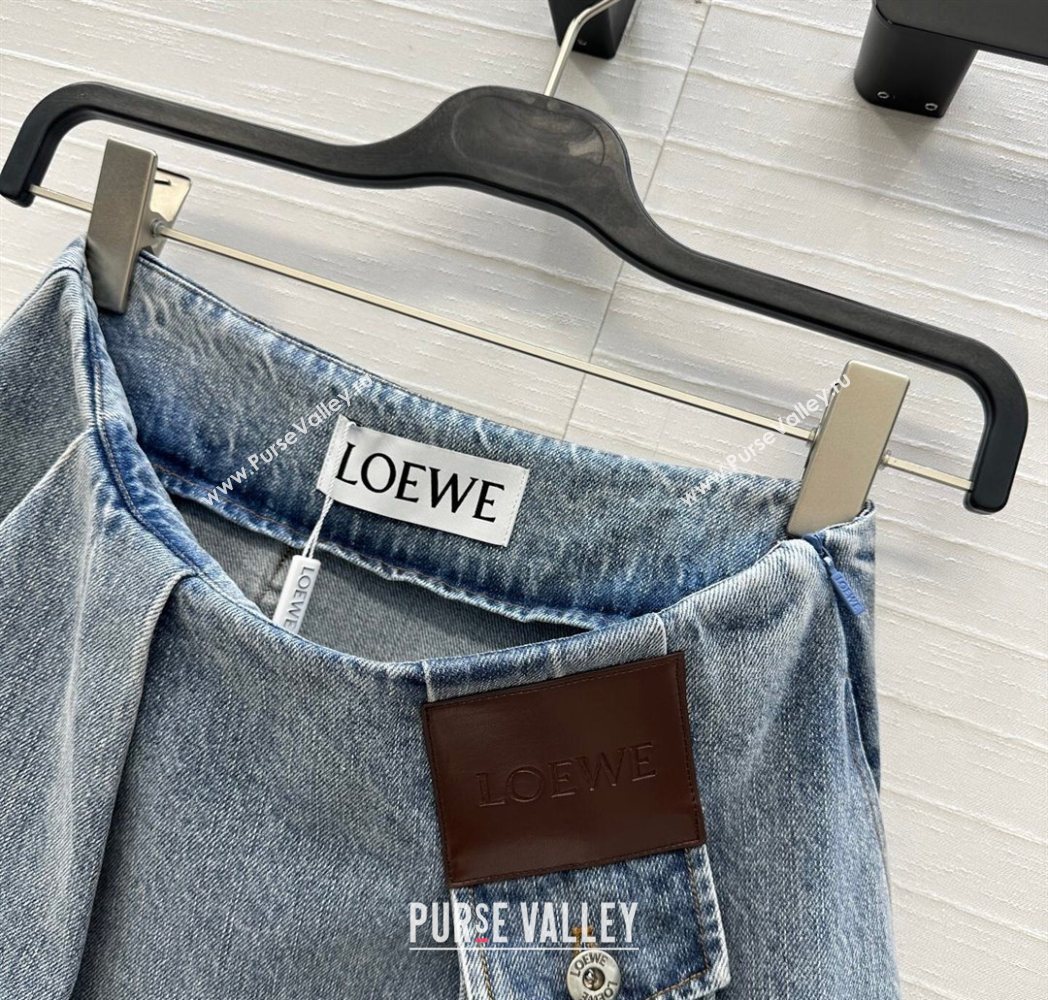 Loewe Cotton Denim Mini Skirt Blue 2025 LW122704 (QI-251227018)