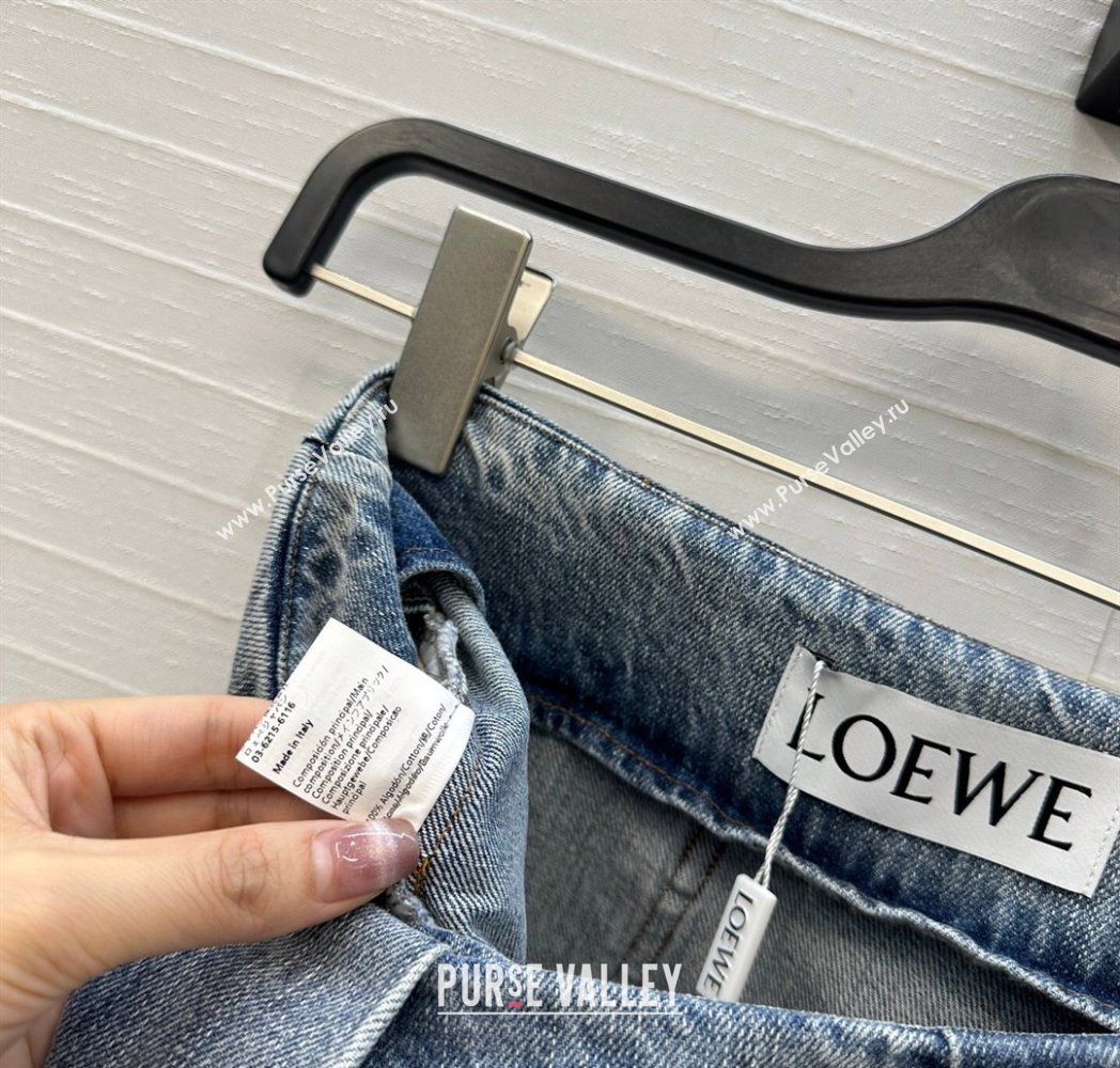 Loewe Cotton Denim Mini Skirt Blue 2025 LW122704 (QI-251227018)