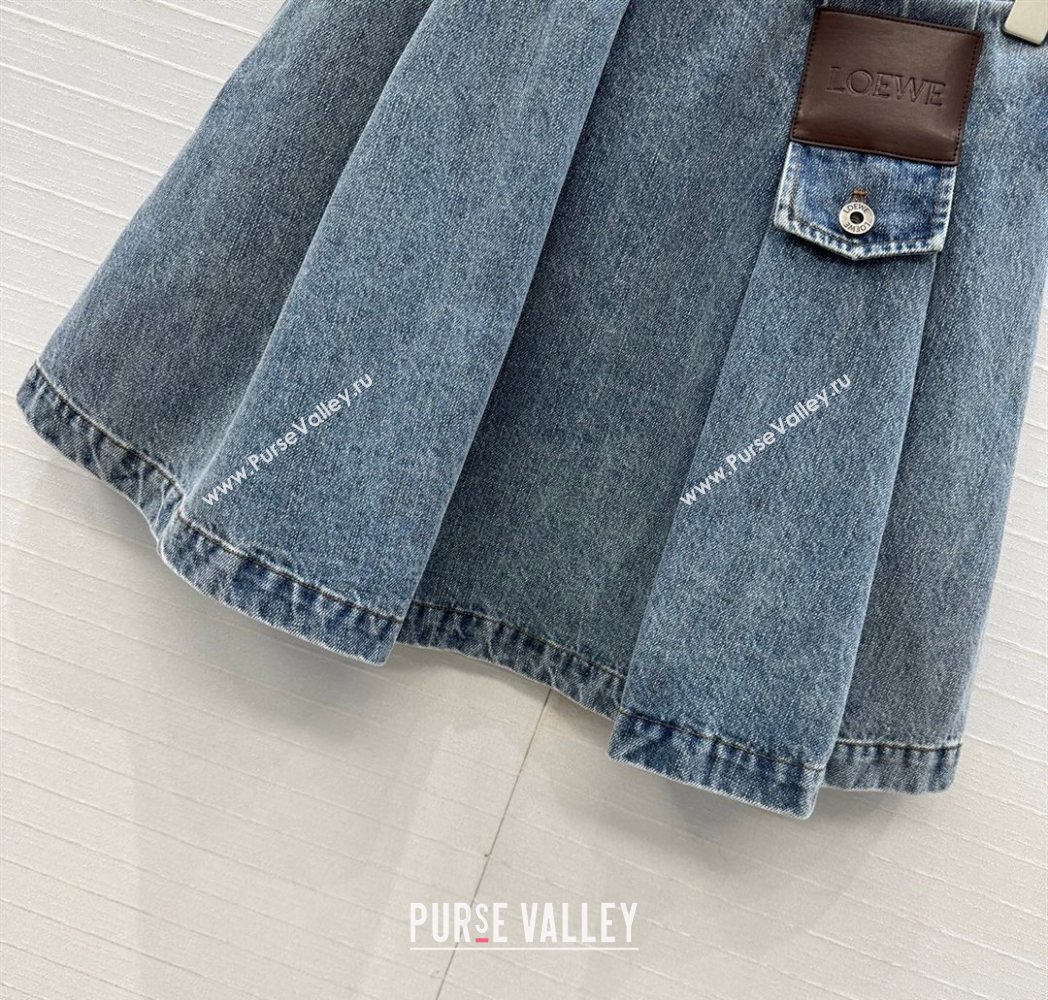 Loewe Cotton Denim Mini Skirt Blue 2025 LW122704 (QI-251227018)