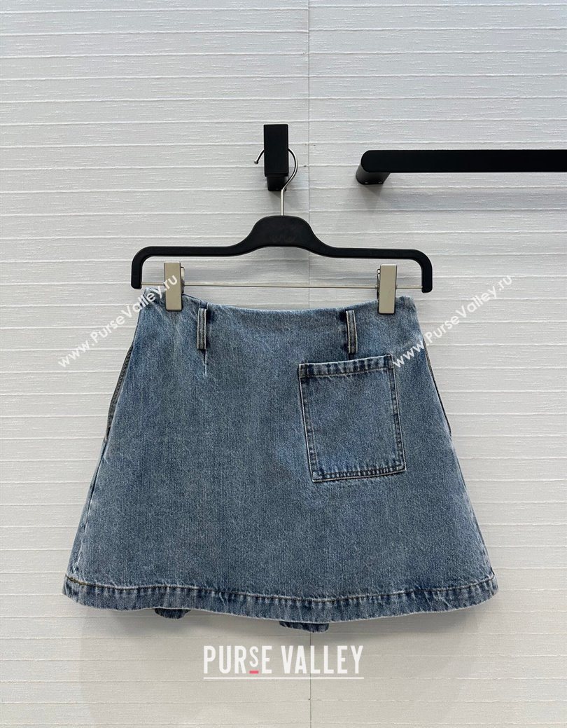 Loewe Cotton Denim Mini Skirt Blue 2025 LW122704 (QI-251227018)