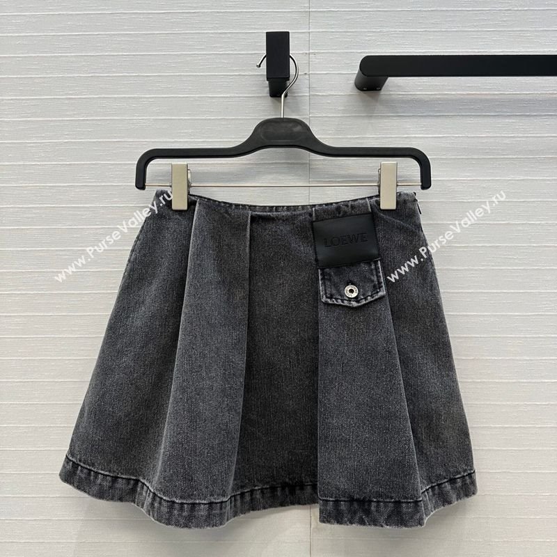Loewe Cotton Denim Mini Skirt Grey 2025 LW122704 (QI-251227019)