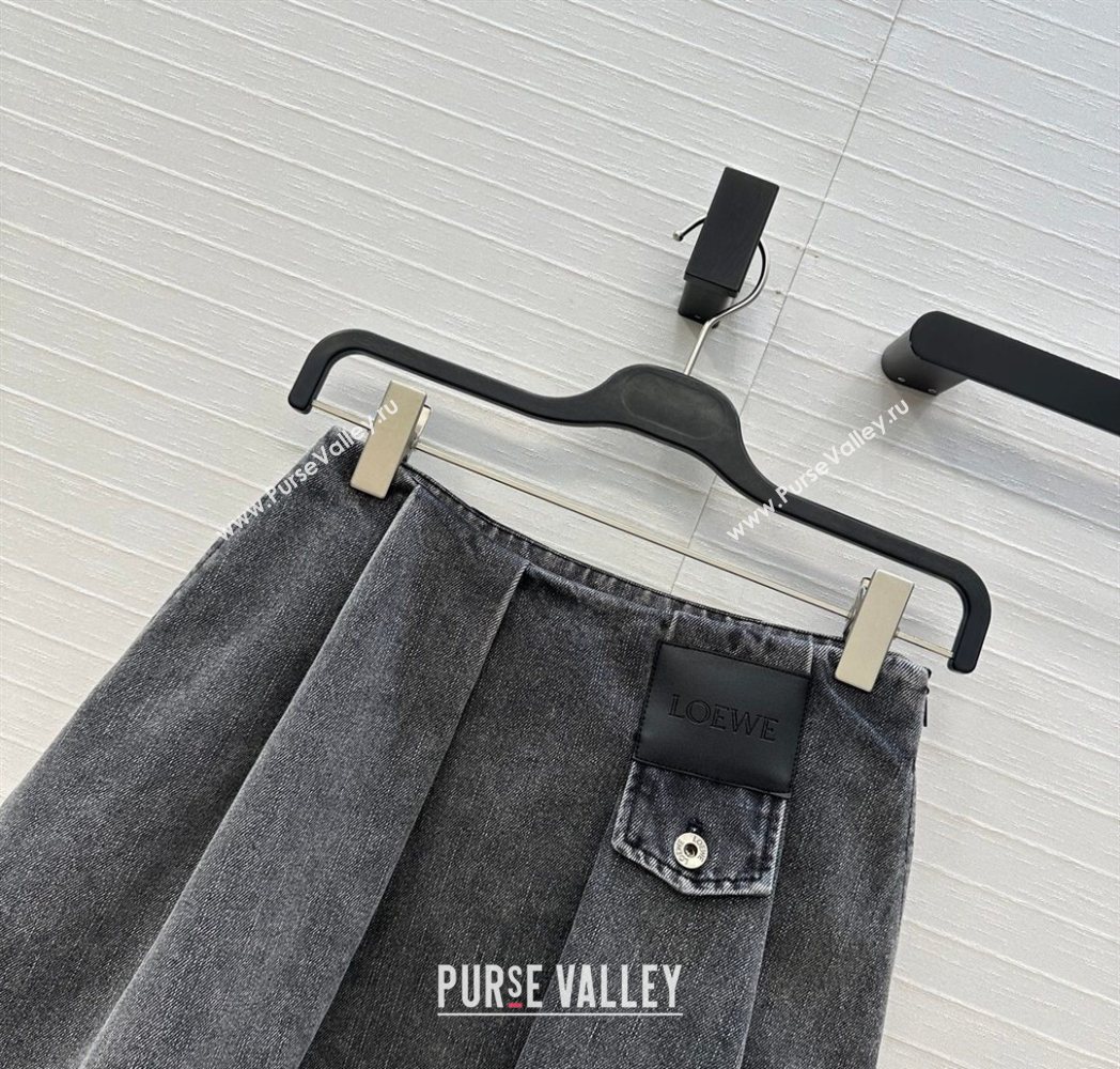 Loewe Cotton Denim Mini Skirt Grey 2025 LW122704 (QI-251227019)