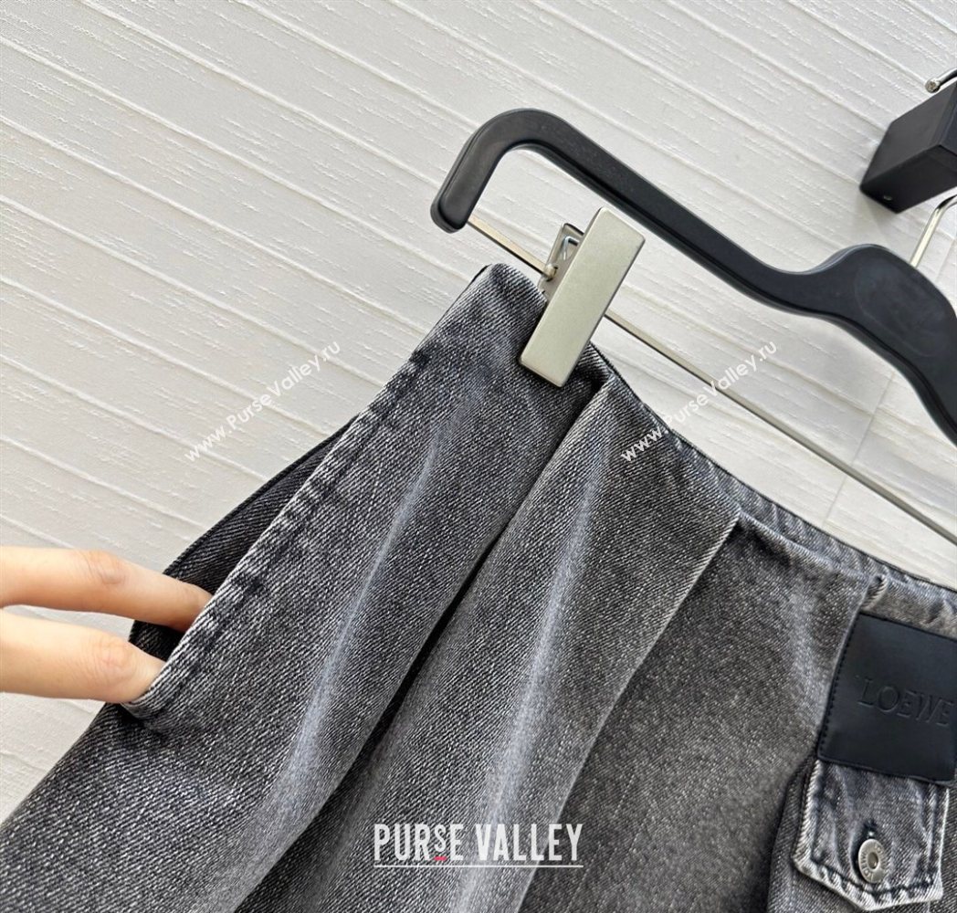 Loewe Cotton Denim Mini Skirt Grey 2025 LW122704 (QI-251227019)