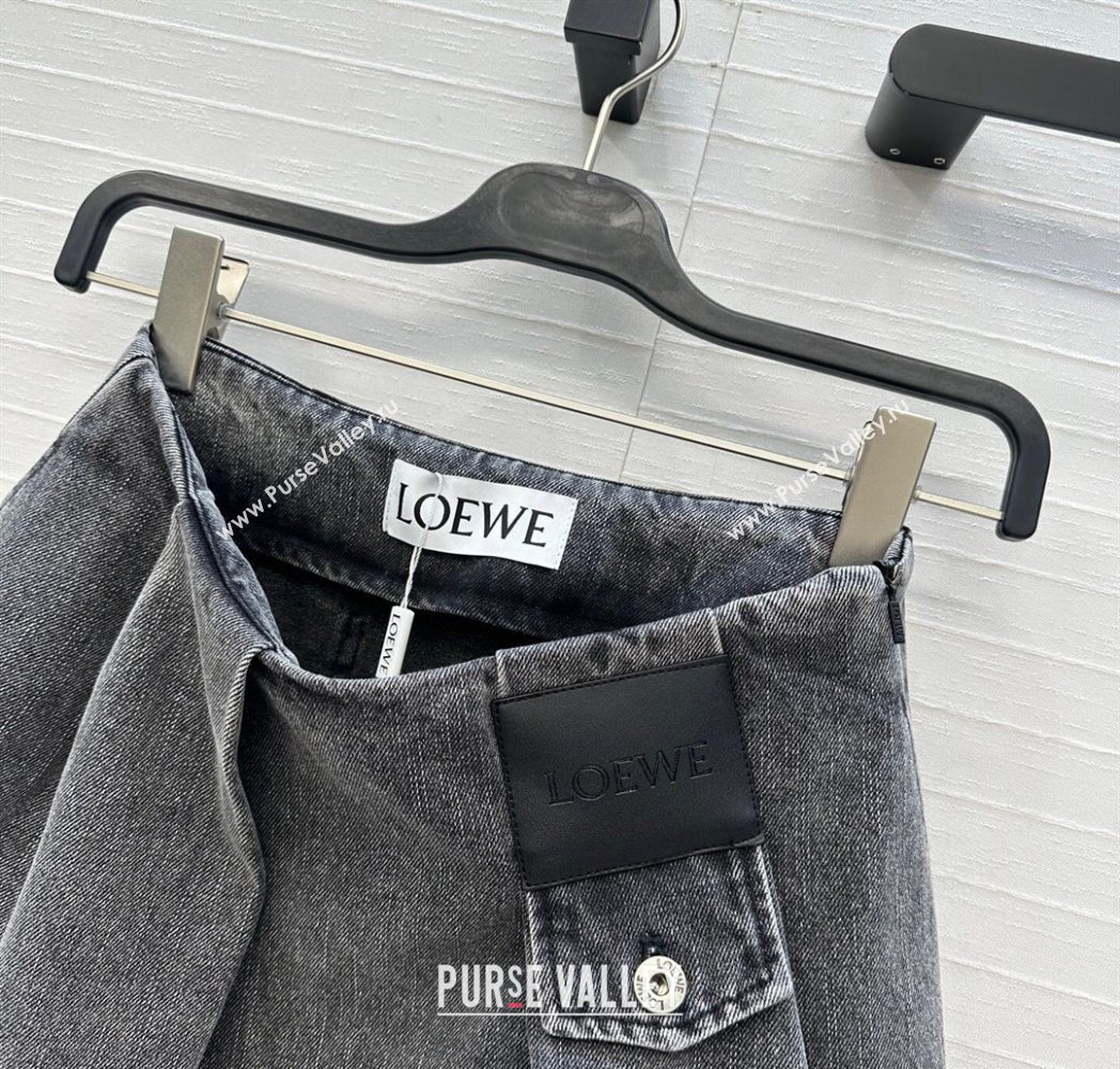 Loewe Cotton Denim Mini Skirt Grey 2025 LW122704 (QI-251227019)