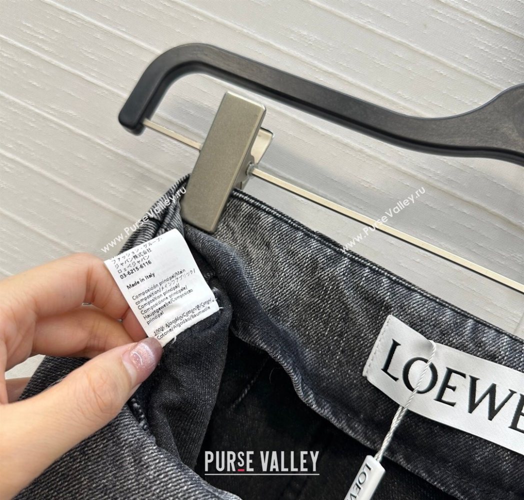 Loewe Cotton Denim Mini Skirt Grey 2025 LW122704 (QI-251227019)