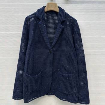 Brunello Cucinelli Knit Jacket Dark Blue 2025 BC122701 (QI-251227001)