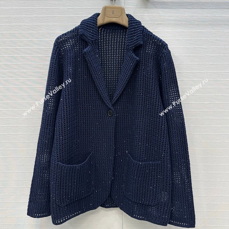 Brunello Cucinelli Knit Jacket Dark Blue 2025 BC122701 (QI-251227001)
