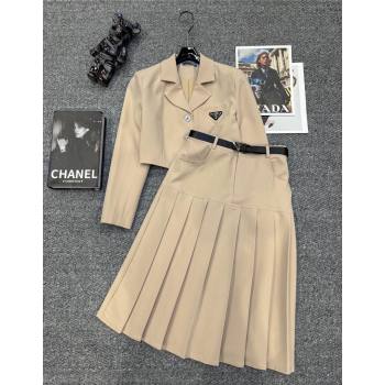 Prada Short Jacket and Skirt Set Beige 2025 PR122703 (QI-251227034)