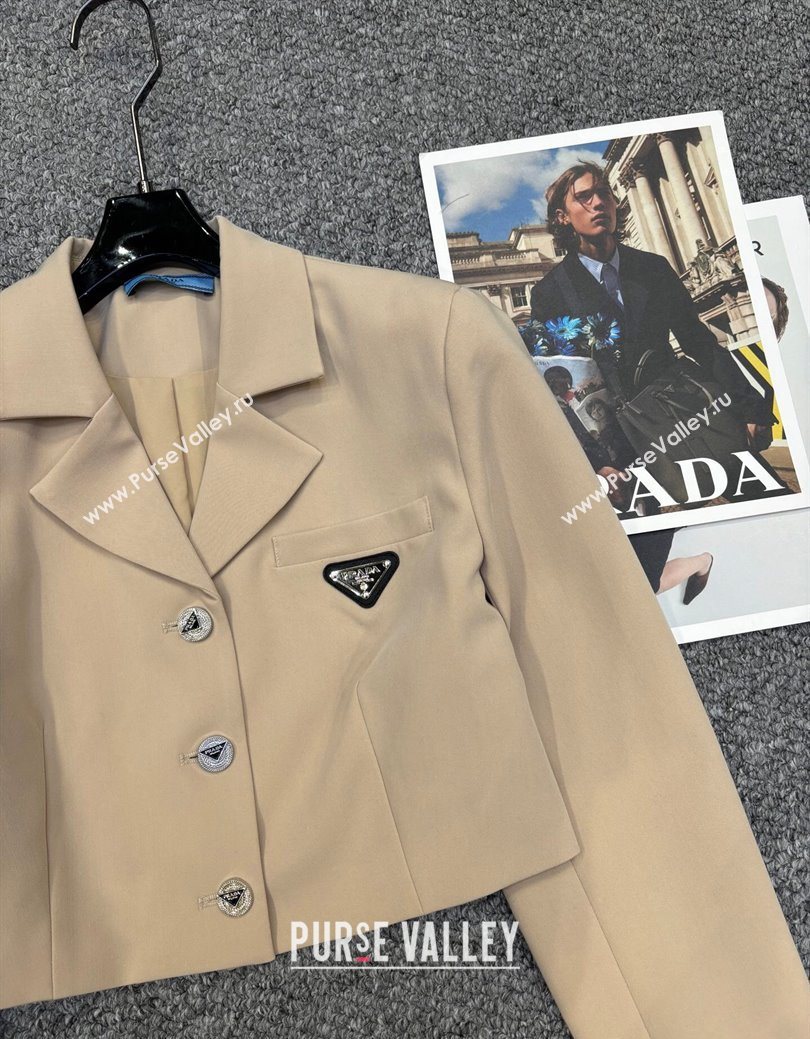 Prada Short Jacket and Skirt Set Beige 2025 PR122703 (QI-251227034)