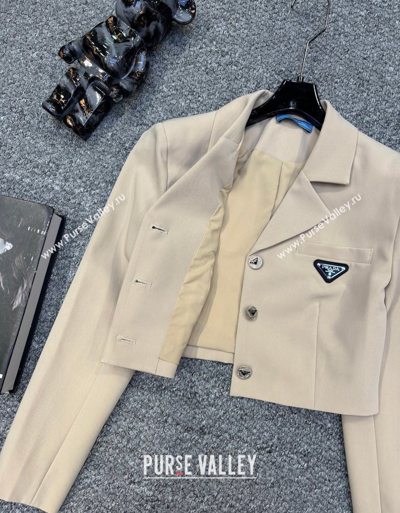 Prada Short Jacket and Skirt Set Beige 2025 PR122703 (QI-251227034)