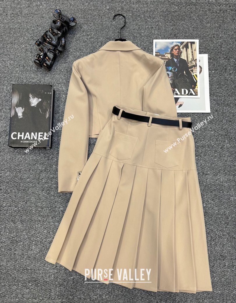 Prada Short Jacket and Skirt Set Beige 2025 PR122703 (QI-251227034)