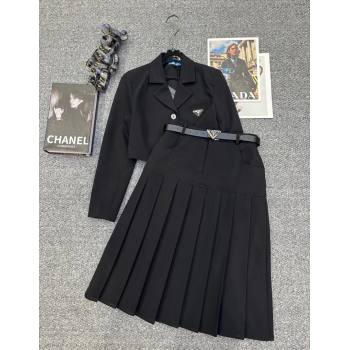 Prada Short Jacket and Skirt Set Black 2025 PR122703 (QI-251227035)