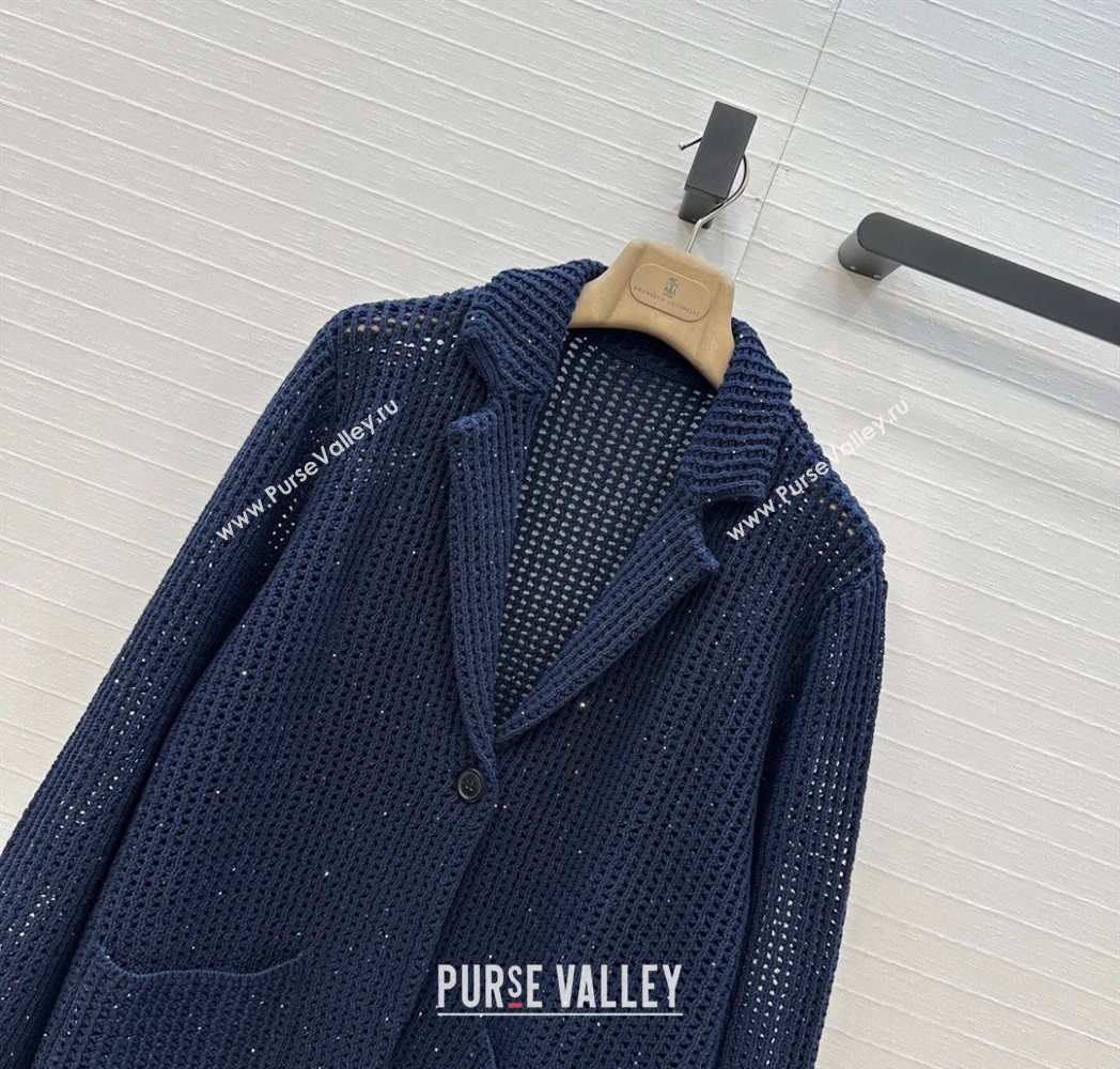 Brunello Cucinelli Knit Jacket Dark Blue 2025 BC122701 (QI-251227001)