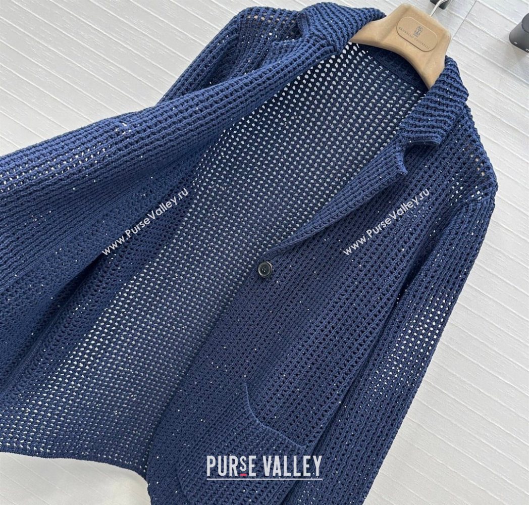 Brunello Cucinelli Knit Jacket Dark Blue 2025 BC122701 (QI-251227001)