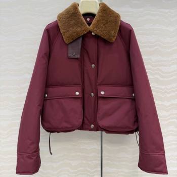 Loewe Down Jacket with Wool Neck Red 2025 LW122701 (QI-251227008)