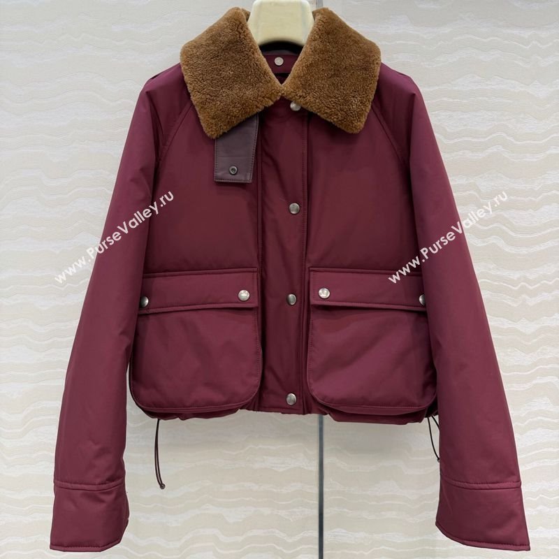 Loewe Down Jacket with Wool Neck Red 2025 LW122701 (QI-251227008)