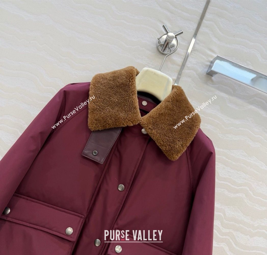 Loewe Down Jacket with Wool Neck Red 2025 LW122701 (QI-251227008)