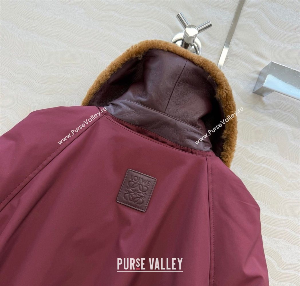 Loewe Down Jacket with Wool Neck Red 2025 LW122701 (QI-251227008)