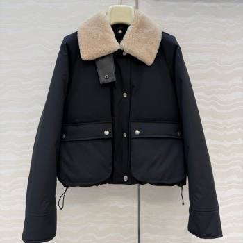 Loewe Down Jacket with Wool Neck Black 2025 LW122701 (QI-251227009)